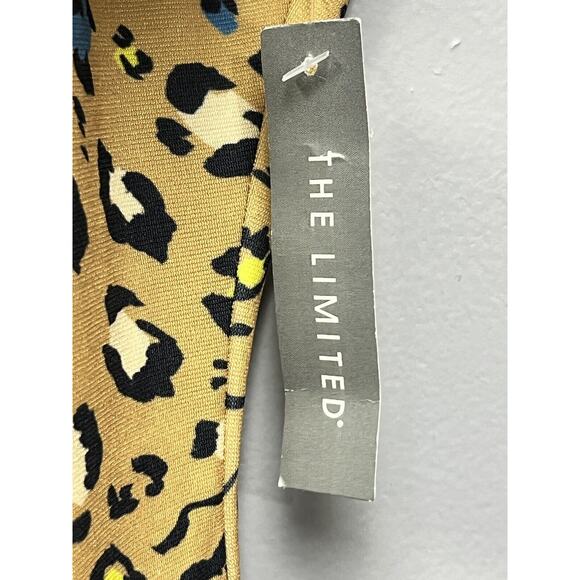 The Limited Sleeveless Sheath Dress Womens Medium Gold Leopard Stretch Bow NEW - Picture 7 of 9
